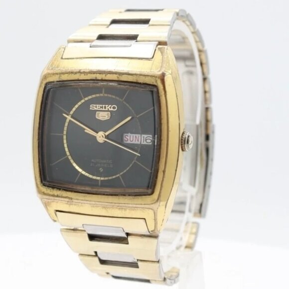 Vintage Seiko 6139-5020 5 Men's Automatic Wristwatch Gold Plated & Steel - Picture 1 of 5
